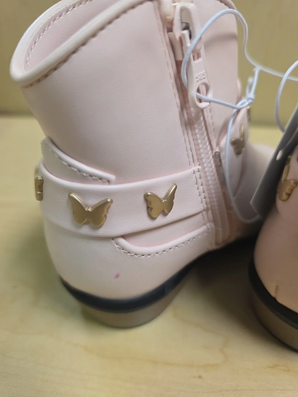 Cat & Jack Girls Light Pink Butterfly Strap Ankle Boots